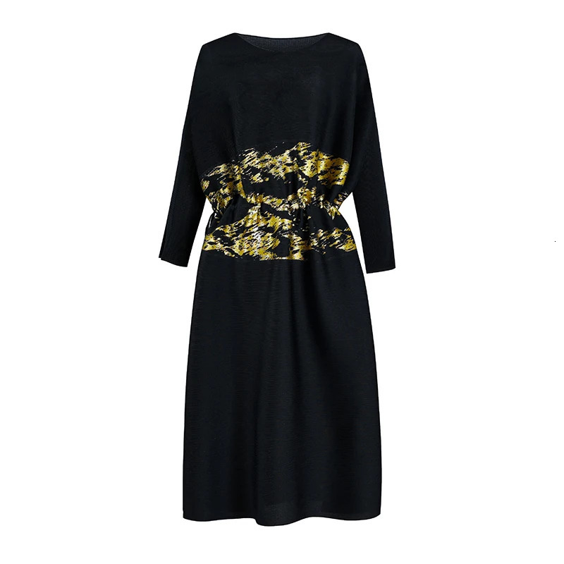 Plus size pleated dress for women in Africa promotional clothing casual y evening party goldplated long sleeved womens fashion 250420