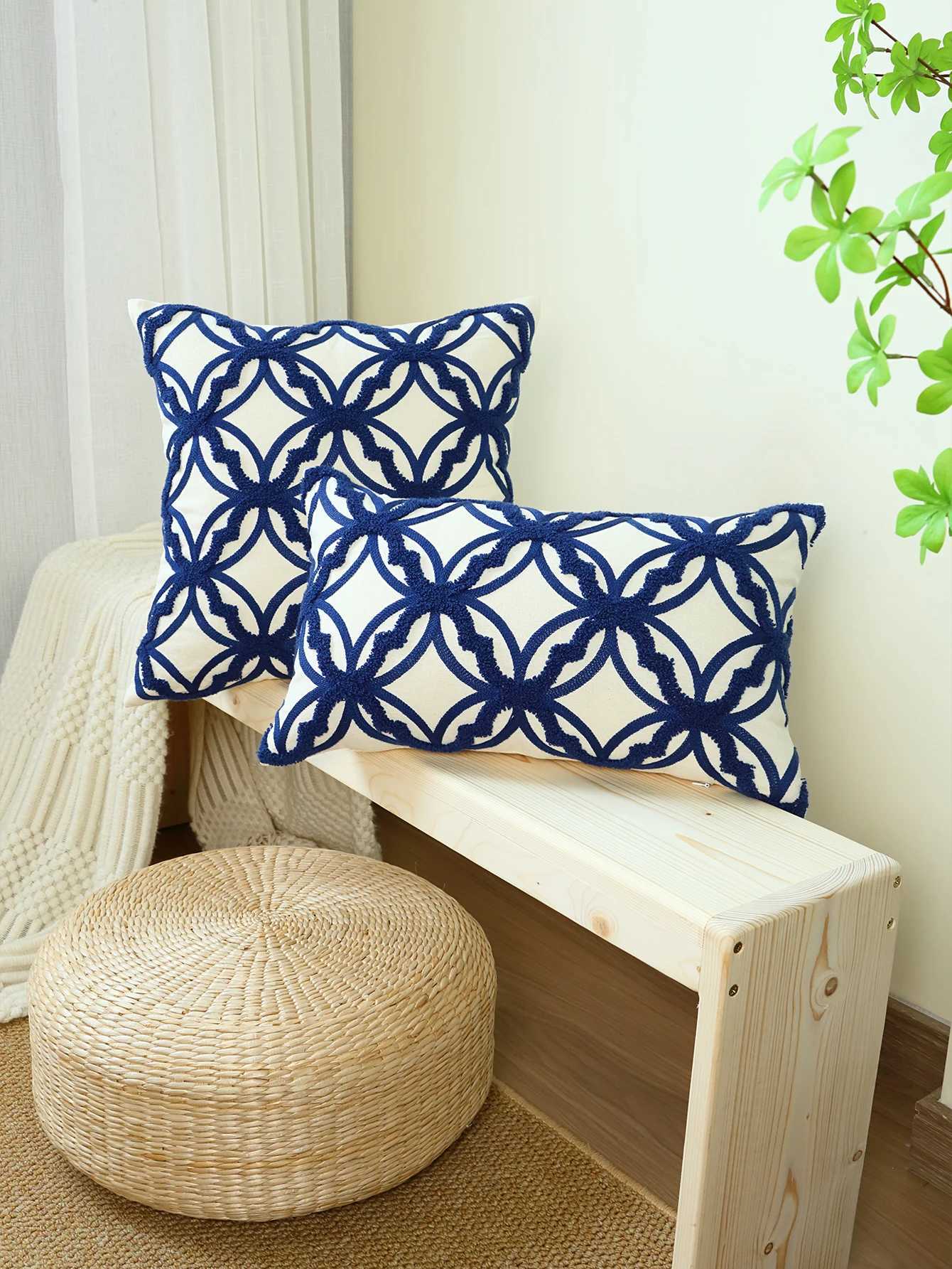 Pillow Case 1pc Solid color geometric cover cushion cover three-dimensional cushion cover embroidery headboard sofa cover C251120