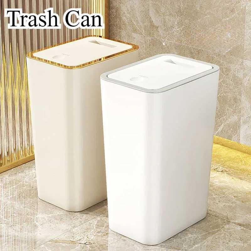 10/12L Slim Trash Can Nordic Covered Waterproof Large Capacity Dustbin One-Touch Lid for Bathroom Kitchen Living Room Bedroom C251120