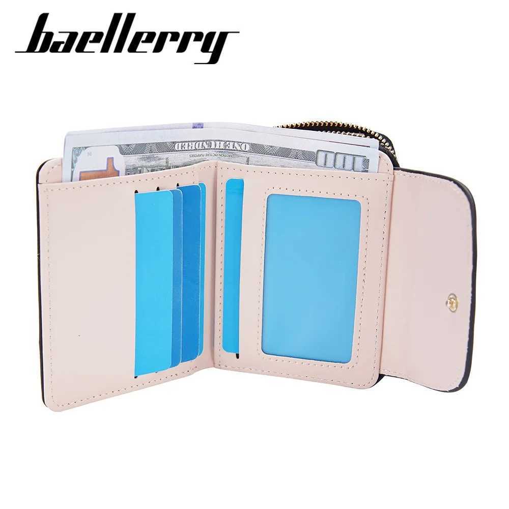 Baellerry Womens Short Wallet Coin Purse Checkered Pattern Pu Leather Slim Zip Pocket with Card Slots RFID Blocking Gift IdeaW251120