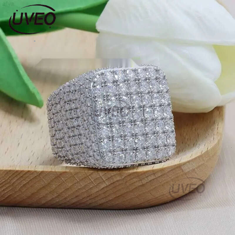 Custom Fine Hip Hop Iced Out Vvs Moissanite Ring Sterg Sier Full Men Hiphop Lab Free delivery