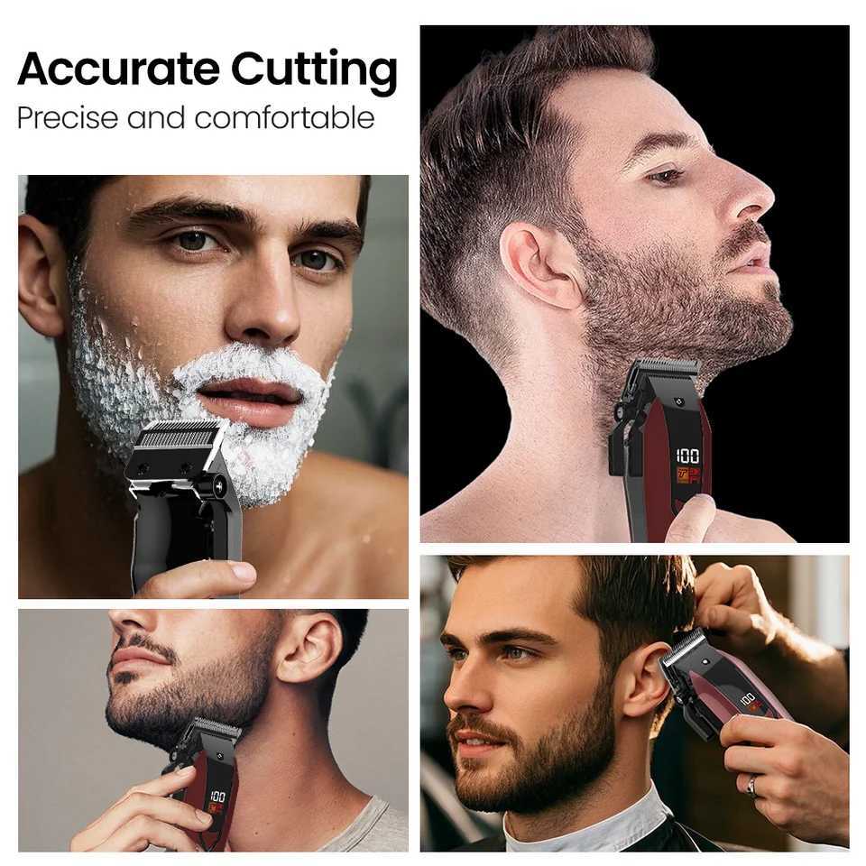 Sejoy Cordless Hair Clippers for Men Trimmers Set for Barber with LED Display Professional Slick Hair Cut Self-Sharpening BladesT251120