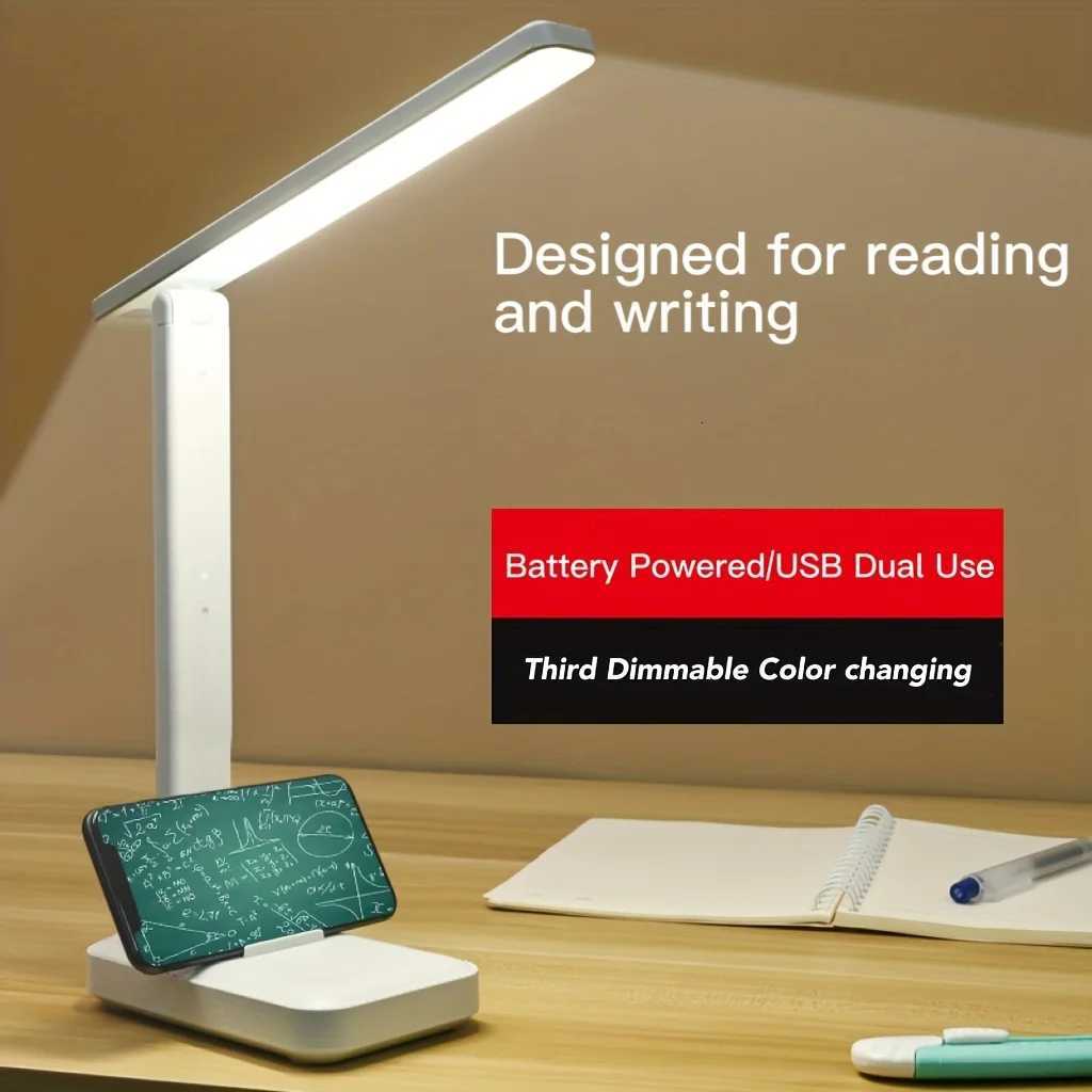 Foldable Eye Protection Desk Lamp Touch Control 3-Level Dimming Color Temperature USB Rechargeable Reading Light for Study M251120