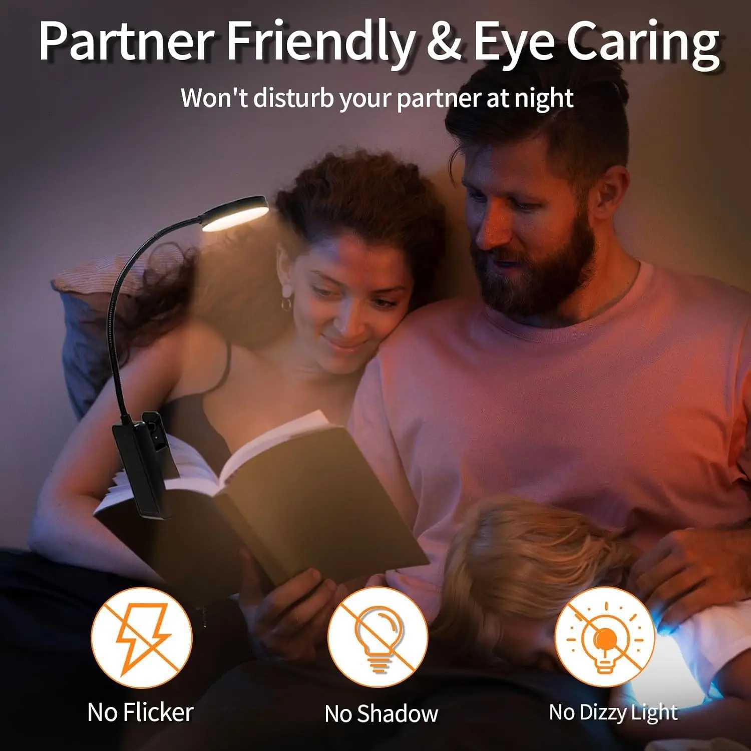 Black 1/2/4pcs Circular book holder lamp 31 lamps USB charging version reading lamp with 3 color temperatures variable dimming M251120