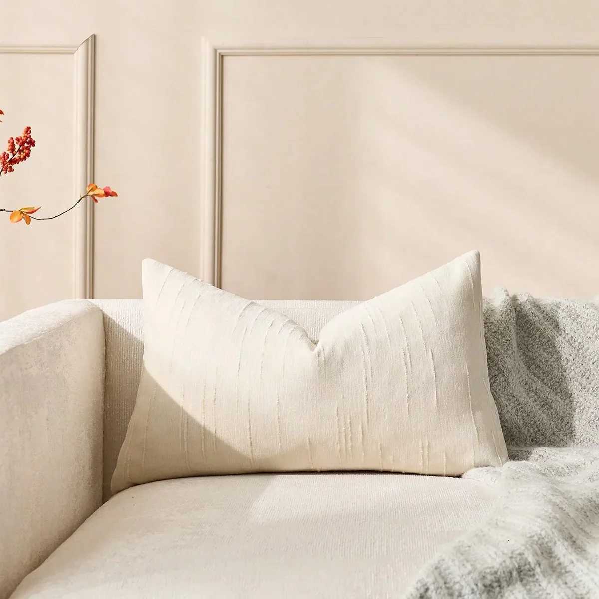 Pillow Case 1pcs Beige Faux Linen Cushion Cover 45x45CM Geometric Boho Throw Cover Decorative Home Cushion for Sofa Bed case C251120