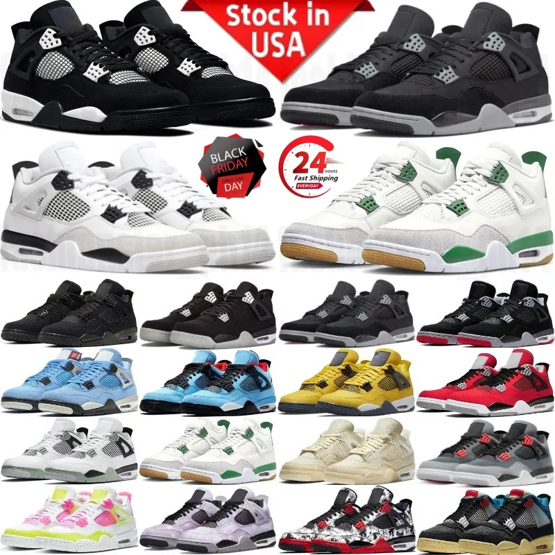 Designer shoes 4 Basketball shoes Men Women 4s Sneakers Worn Blue Panda Black Cat 2025 Purple Thunder Cool Grey Bred Sports Mens Trainers Sneakes 100/100