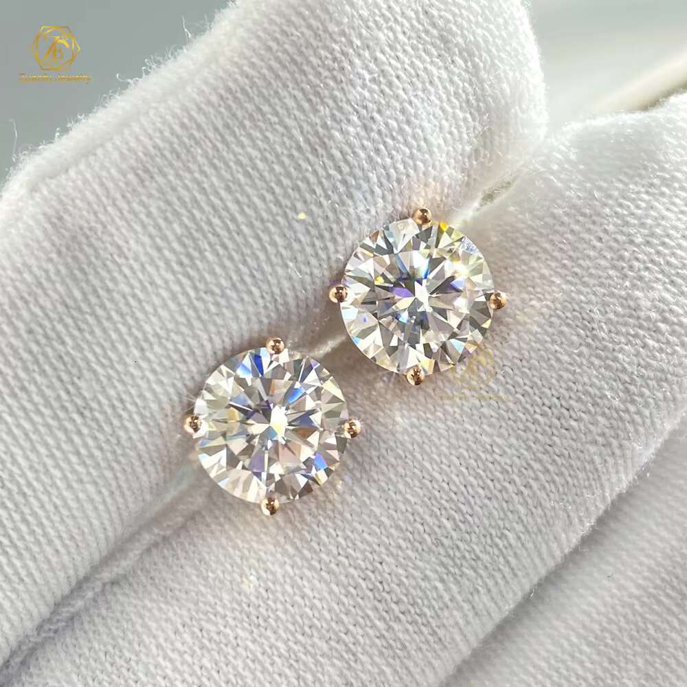 IGI Certified Lab Grown Diamond Solitaire Stud 14K 18K 9K White Yellow Solid Gold D Color VVS2 Clarity 0.50Ct-2Ct Women Earring