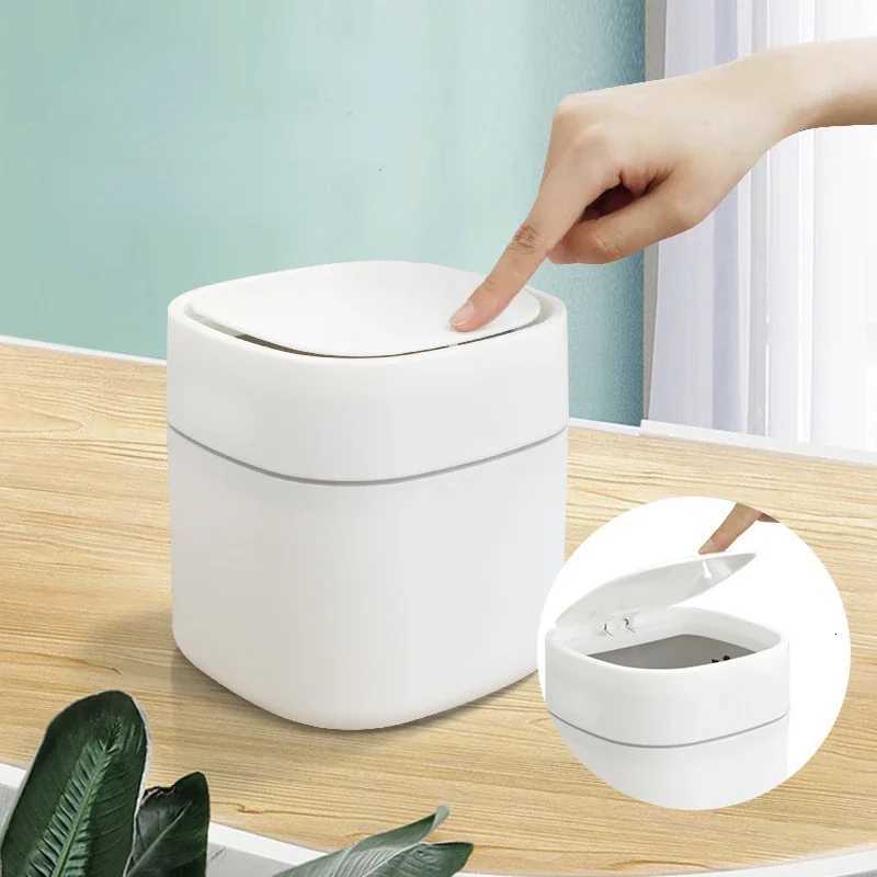 2L Mini Desktop Bin Universal Car Interior Storage Case with Cover Home Desk Clean Workspace Garbage Box Pressing Trash Can C251120