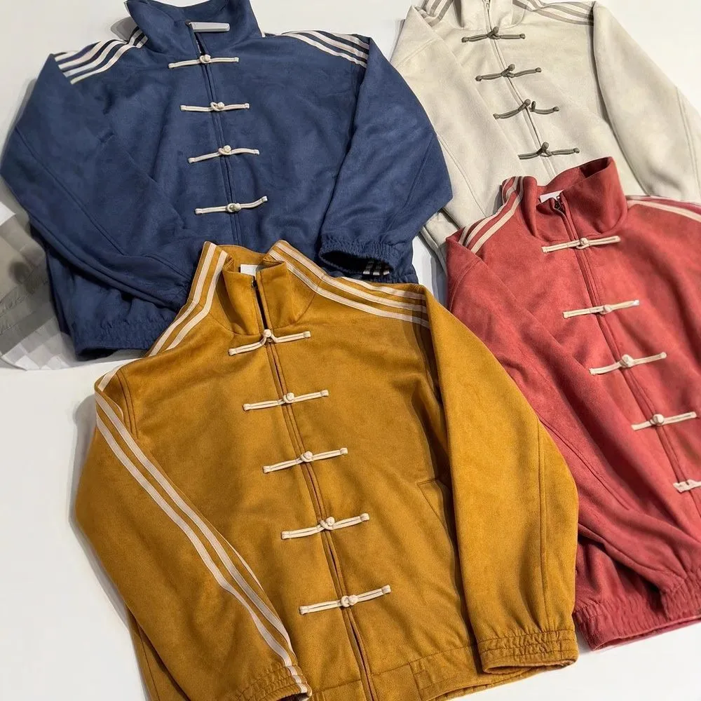 2025ss new casual individual and fashionable silk new Chinese-style stand-up collar button-button jacket classic loose Tang suit jacket for men and women