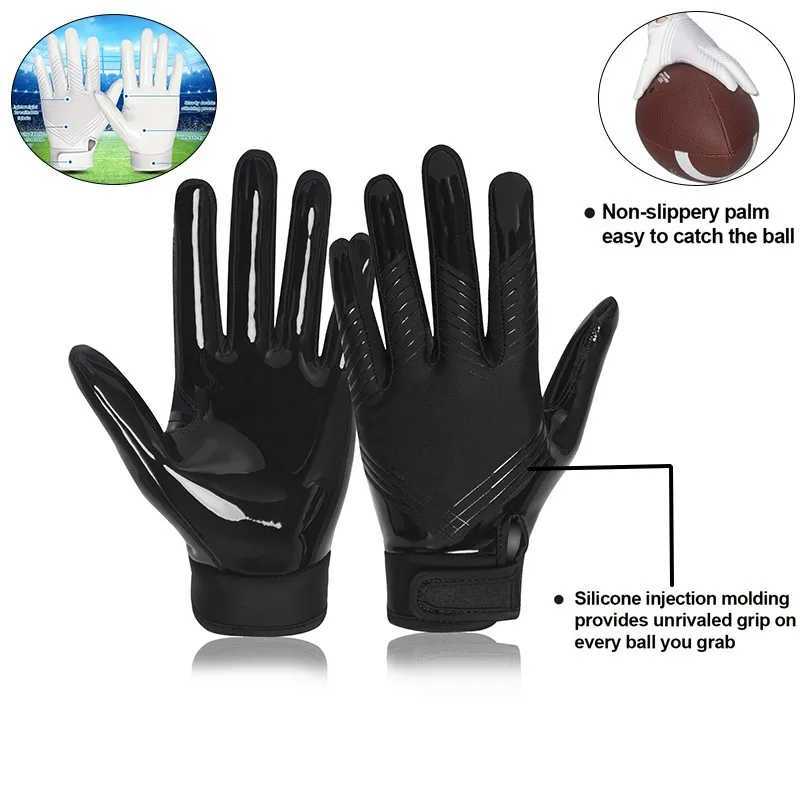 Anti slip rugby gloves all finger bicycle gloves silicone grip palm American football receiving gloves outdoor training and games Y250419