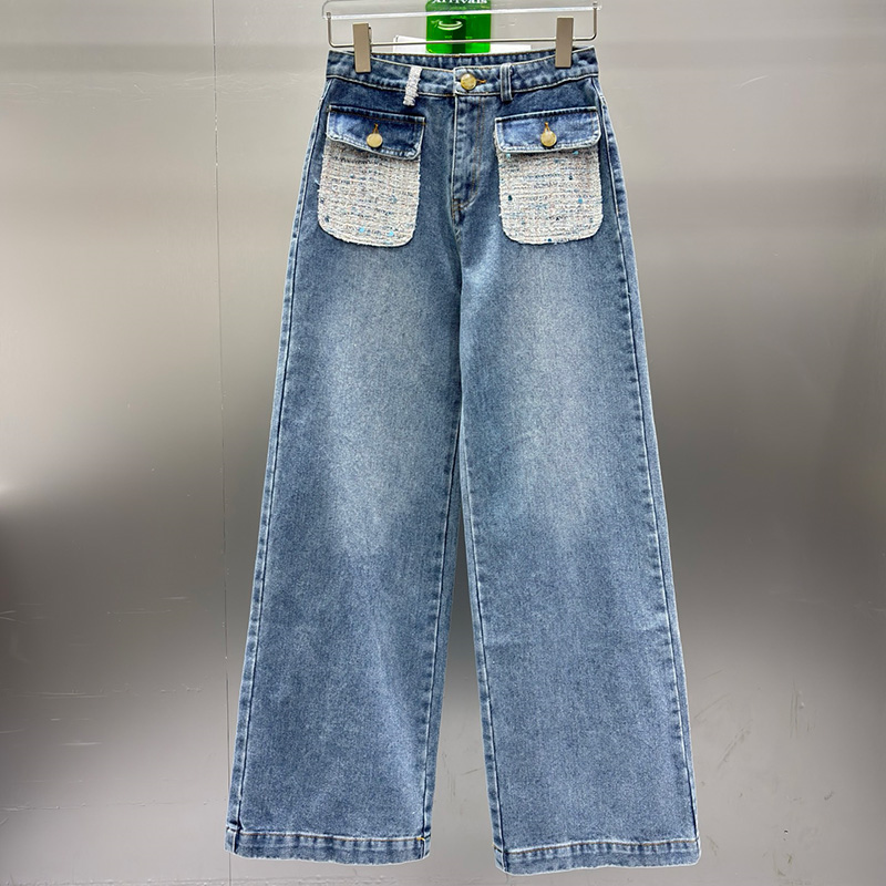 Luxury Women Vintage Denim Pants Street Style Versatile Straight Jeans With Pockets Summer Autumn Casual High Waist Jean Trousers