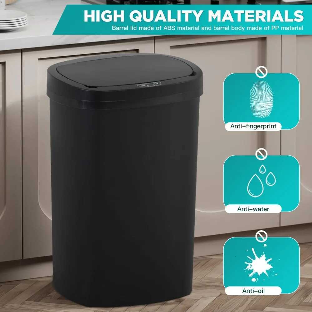 13 gallon kitchen trash can with lid automatic trash can kitchen bedroom bathroom office waterproof trash can C251120