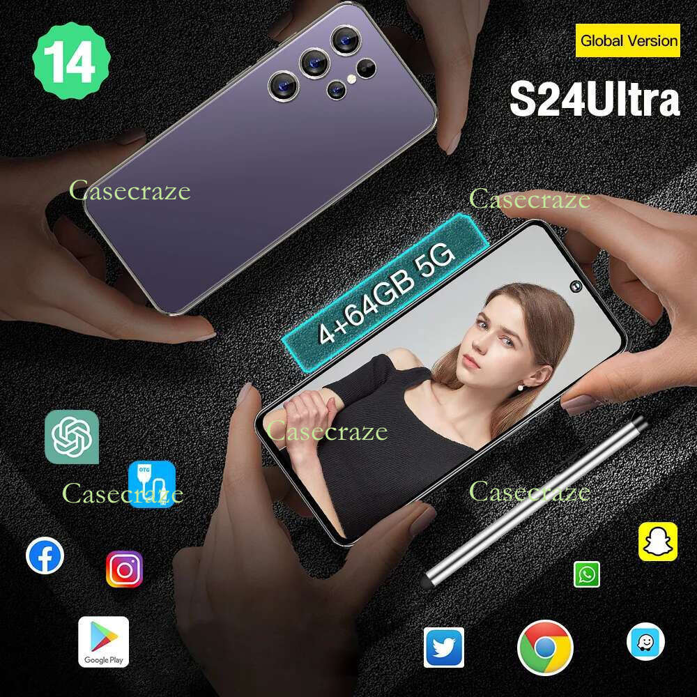 S24Ultra 10-core 7.3-inch perforated screen, resolution 1440*3200, 5G signal,50MP+108MP battery 8000mah, Android 14,ChatGPT, external stylus, supports