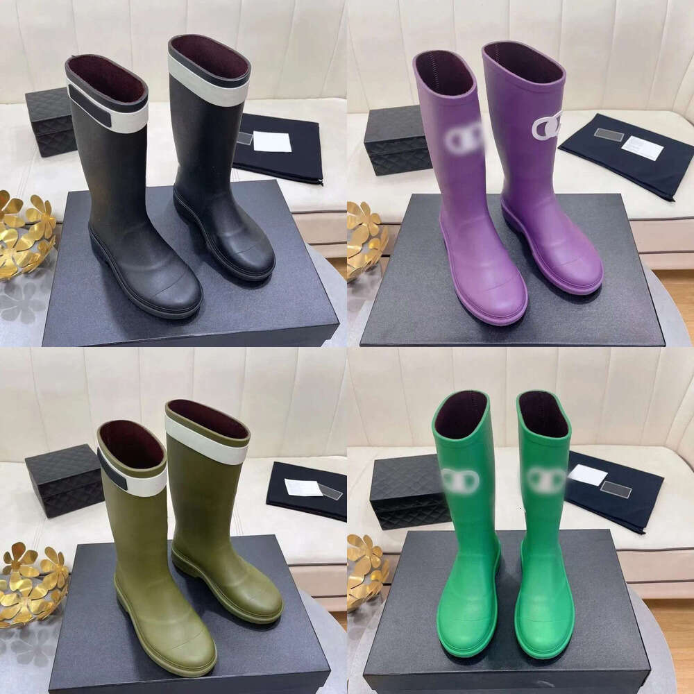 Mirror quality Luxury womens Designer Rainboots casual shoe New Waterproof Anti Slip High Tube Rain Shoes Pure Color Highest non-slip waterproof rain boot shoes