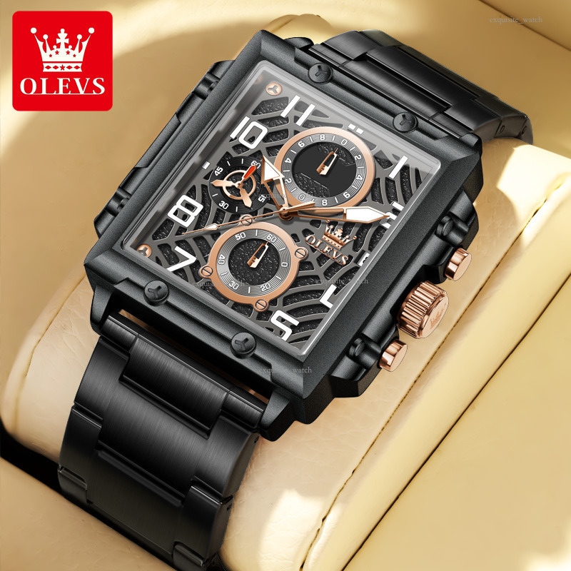 OLEVS Designer Men's Watches Fashionable Youth Business Square Quartz Watches Luminous Waterproof Men's Watches Luxury Watches Free Delivery