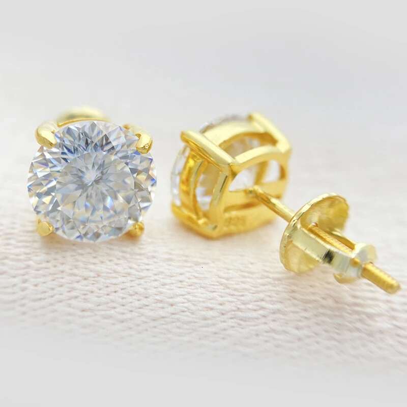 Hip Hop Real D Color Moissanite Stud Earrings For Women BirdNest Cut Sterg Sier Sparkg Earring Birthday Gift Jewelry