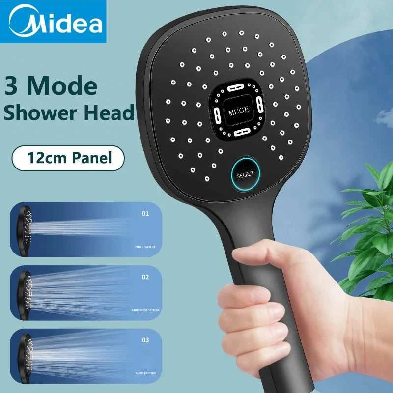 Media 3 Modes Showerhead Hand Hold Big Panel Square Strong Pressuer Shower Head Water Saving Spray Nozzle Bathroom AccessoriesM251120