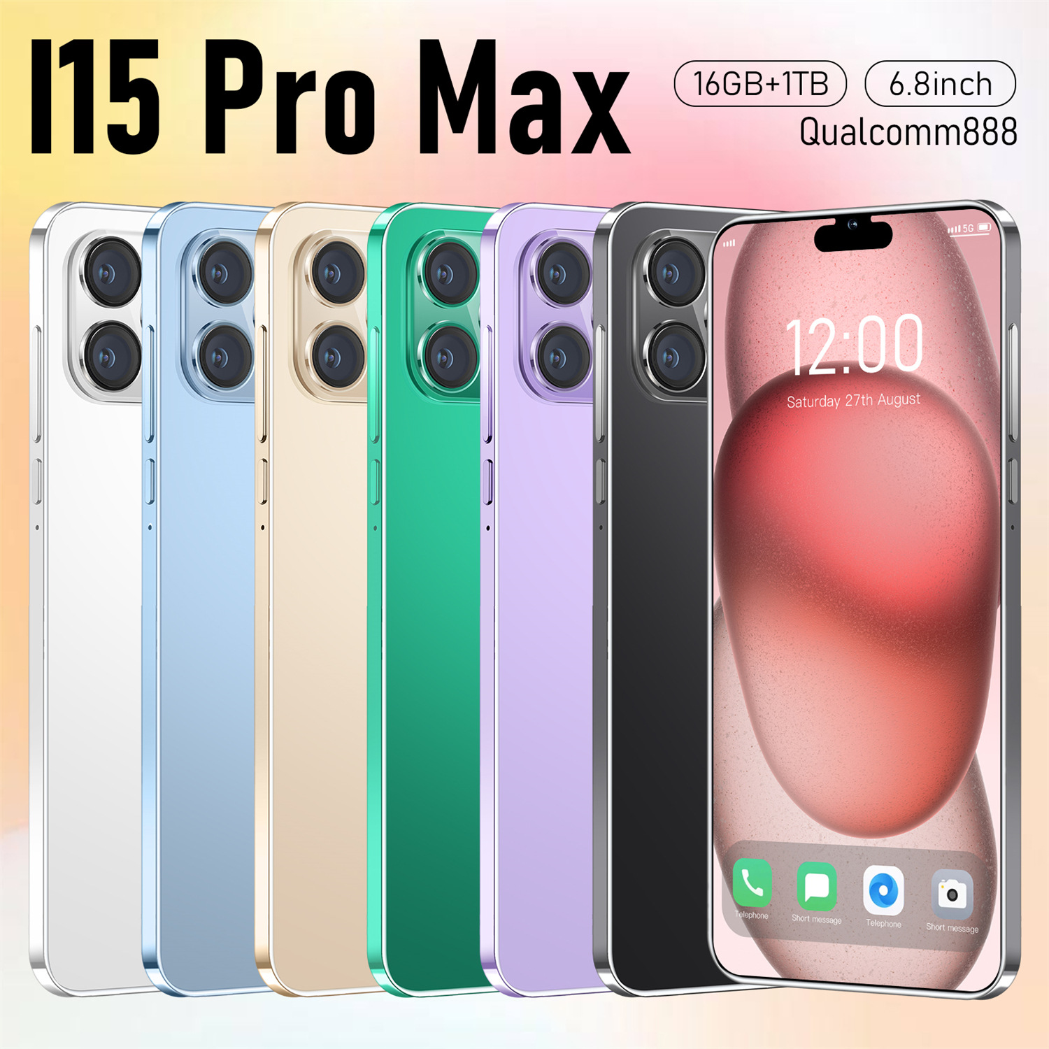 Promotional Price Discounted New Product I15 ProMAX Smart All-in-One Phone 16+1T LTE 120Hz 4K Display 65W Quick Charge Flagship