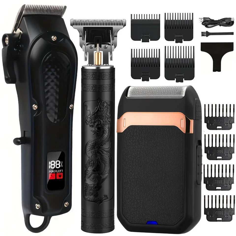 Professional Salon Three-Piece Set for Mens Beard Trimmer Electric Hair Clipper Razor Grooming KitT251120