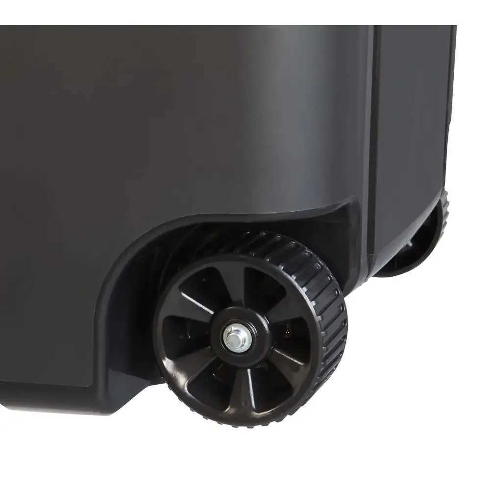 Durable 45 Gallon Plastic Garbage Can with Attached Lid and Wheels Black 2 Pack C251120