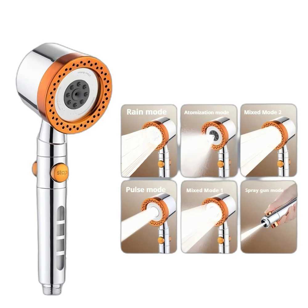 New 5 Modes Shower Head Massage Portable With Filter High Pressure Water Saving Showerhead Faucet Bathroom Accessories SetM251120