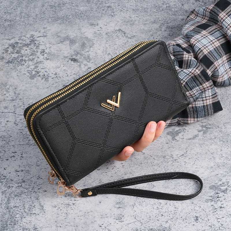 High-end wallet ladies long double zipper large capacity clutch bag high fashion simple double wallet mobile phone bagW251120