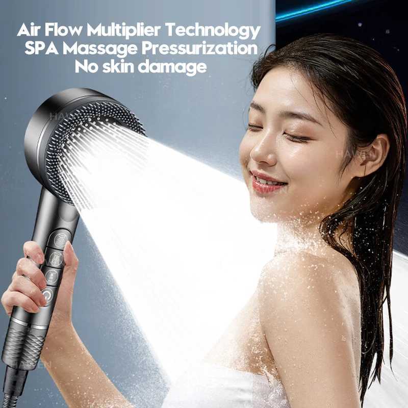 4 Modes Shower Head High Pressure Showerhead One-Key Stop Water MassageRainfall Faucet Tap Bathroom Bath Home AccessoriesM251120