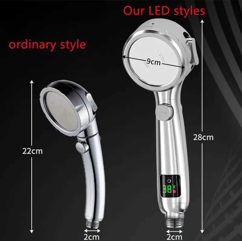Digital Display Shower Head High Pressure Handheld Bathroom Shower Water Saving Shower Heads 4-Modes Spray Bathroom AccessoriesM251120