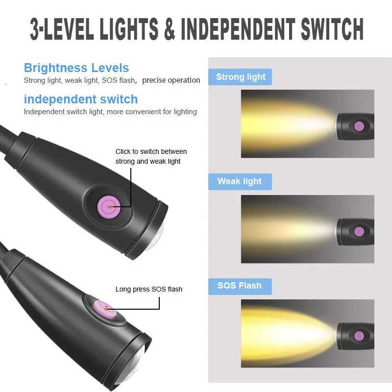 LED Neck Reading Light Bedside Reading Lamp for Dorms Multi-Color Options for Students and Night Readers M251120