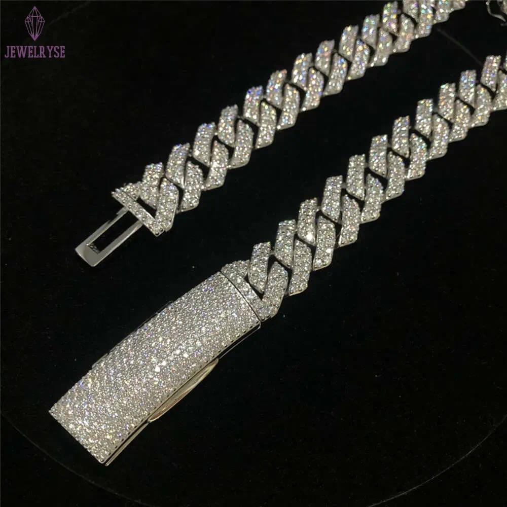 High Quality Iced Out Cuban necklace Pass Diamond Tester VVS Moissanite Hip Hop Jewelry Cuban Bracelet 15MM 925 Sterling Silver Cuban Links