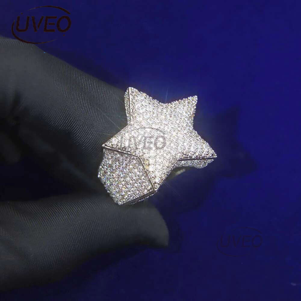 Custom with GRA Certified Certificate Sterg Sier Iced Out Hip hop Star VVS Moissanite Cuban k Ring Mens
