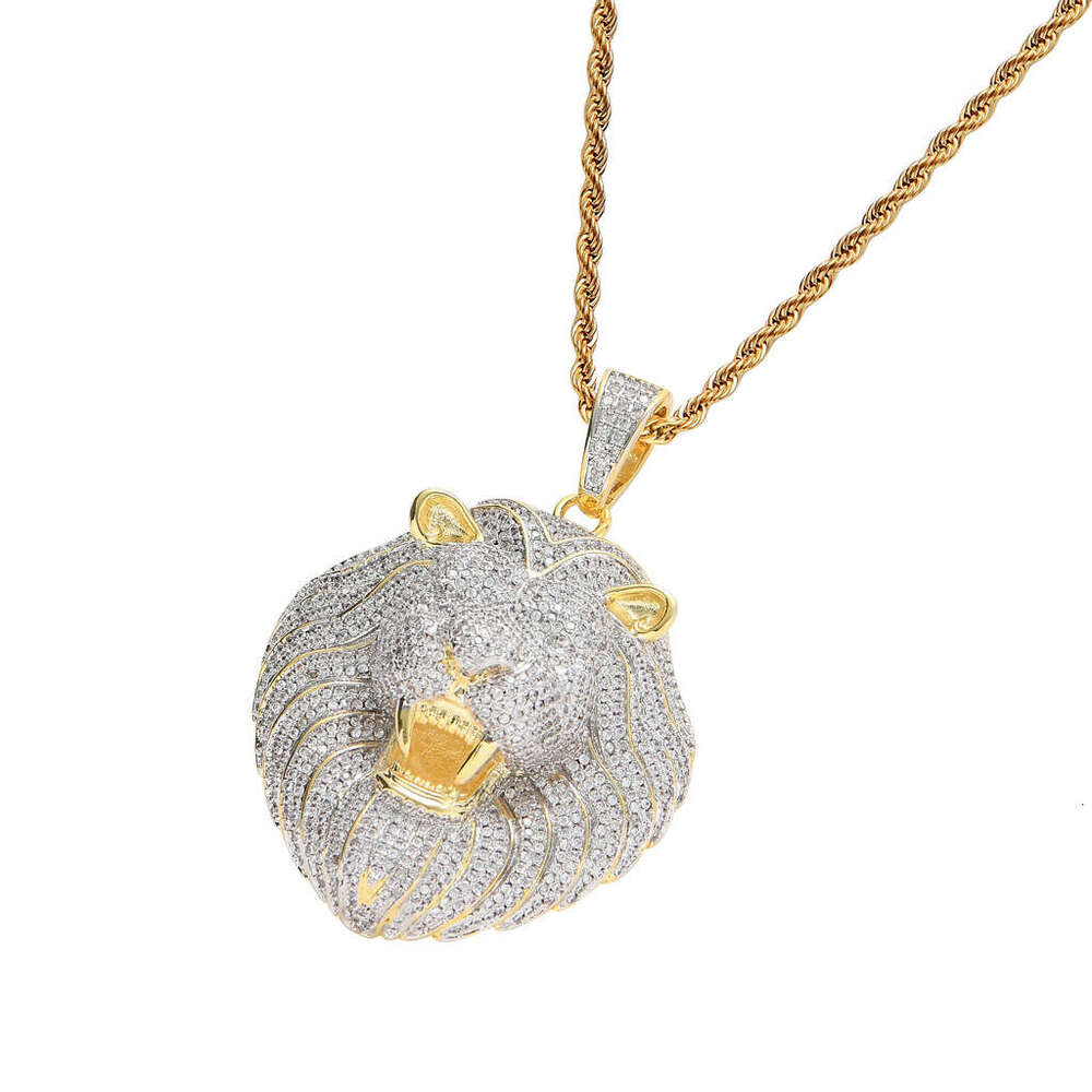 Hip Hop Lion Head Pendant micro set ice out of VVS Moissanite tide logo Exaggerated hip Hop necklace for men Free delivery