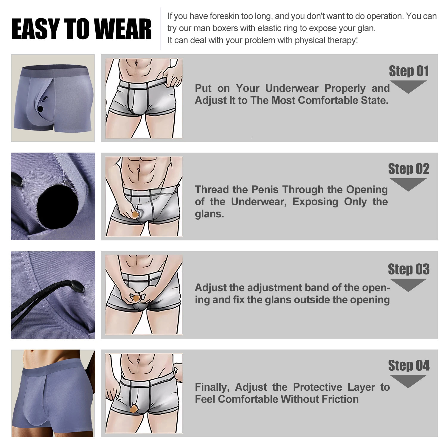 Mens breathable underwear with front opening adjustable ring set boxing shoes leather longterm treatment enhancing mens 250417