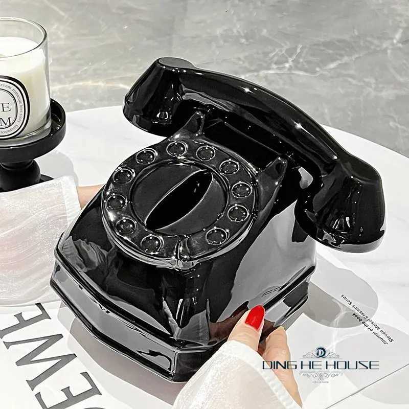 Creative Personty Retro Telephone Tissue Box Household Living Room Bedroom Table Decorative Style Storage Box C251120