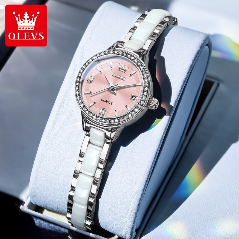 OLEVS Designer Women's Watches Small Dials Fashionable Ceramic Quartz Watches Ceramic Fashion Women's Luxury Watches Free Delivery And Whole