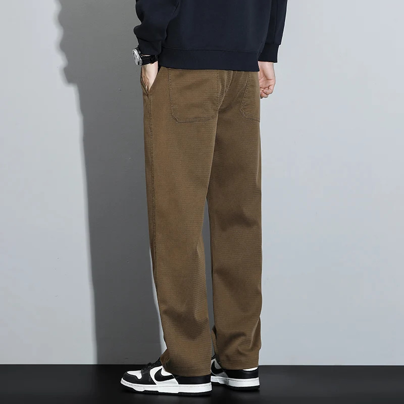 Mens Lyocell Straight Loose Elastic Waist Jeans Autumn Winter Fashion Comfortable Versatile Pants Plus Size 5XL 251218