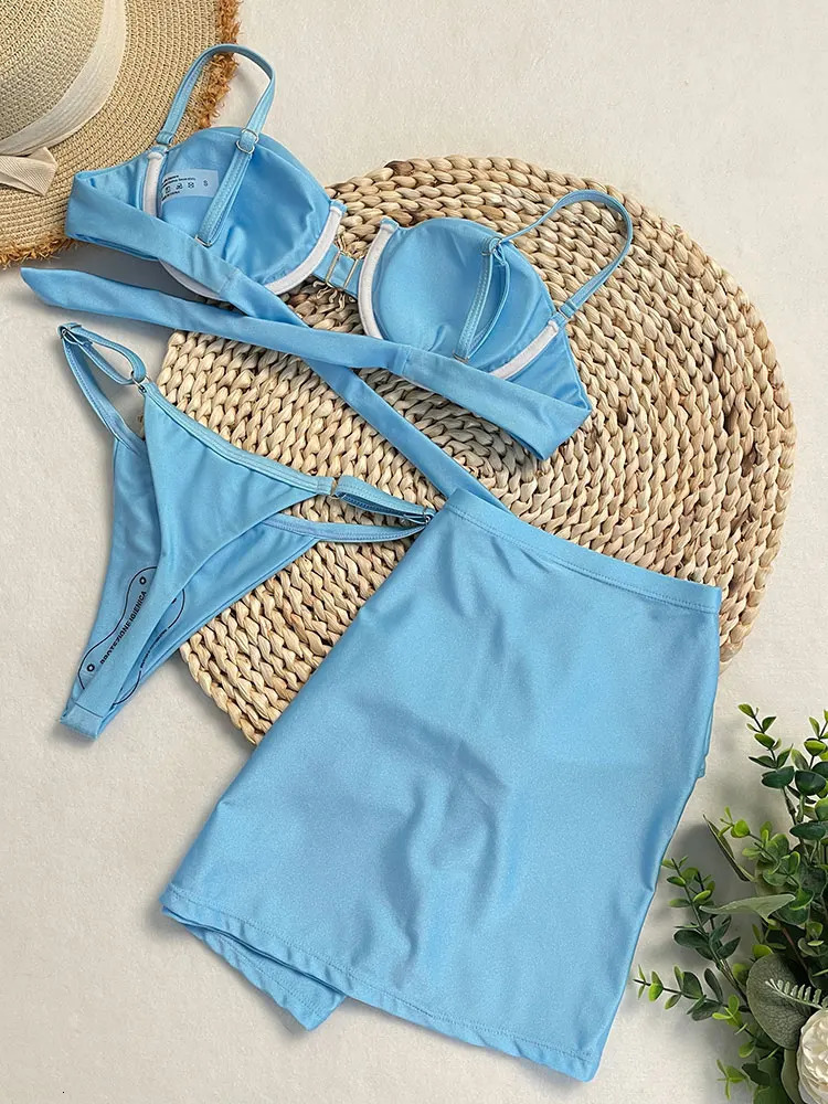 DEBAIOR Sexy Sun 3Piece Bikini 2025 Womens Swimsuit Black Swimsuit Brazilian Bikini Set Biquini Womens Swimsuit Beach Wear 250414Z