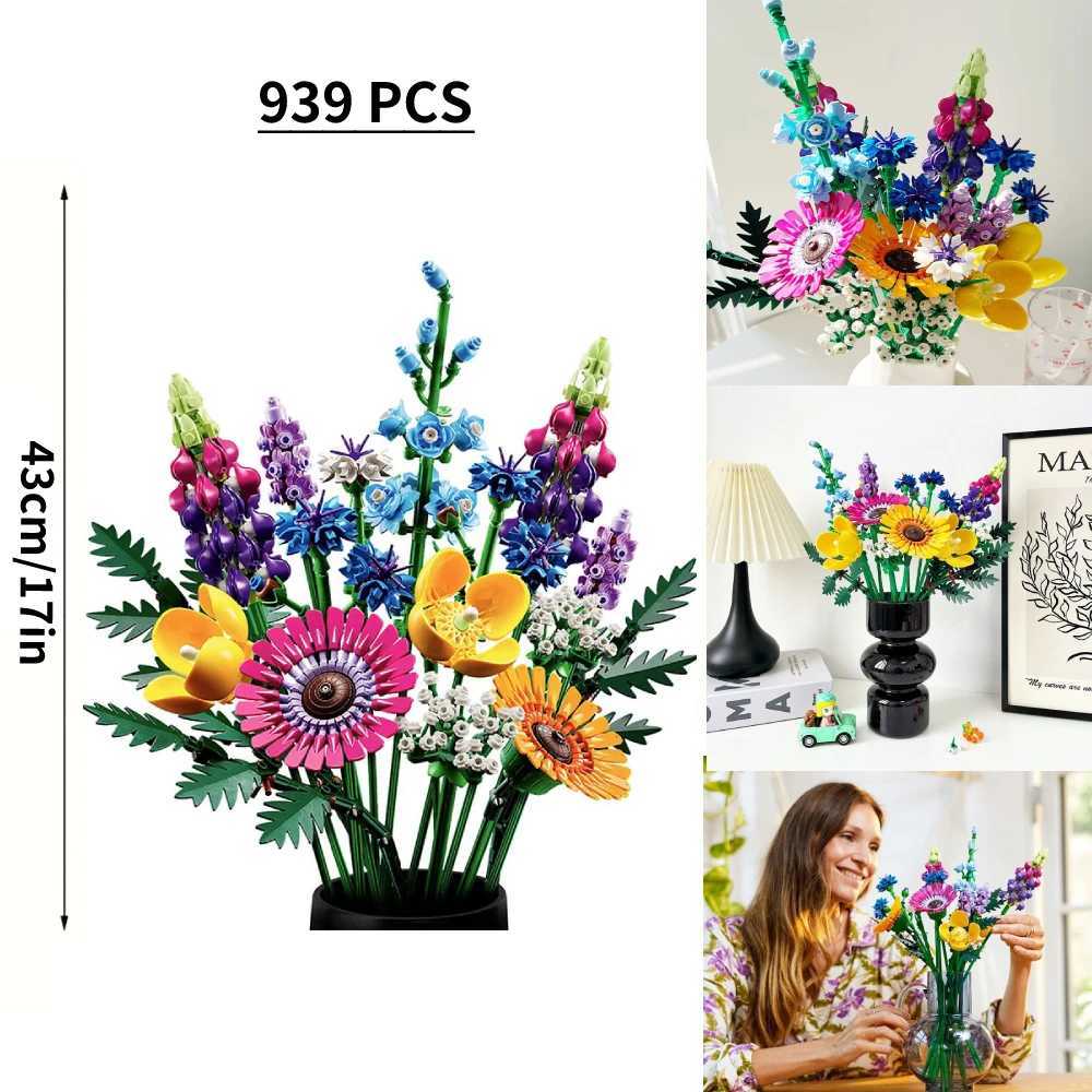 New 9 wildflower branches decorative accessories building blocks creative plant series gift for girlfriend 10313 Y250420