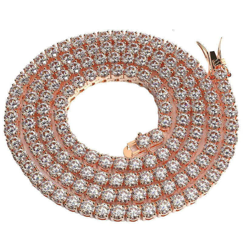2mm-6mm Sterling Sier Gold Plated Gra Vvs Carbonite Tennis Necklace Chain