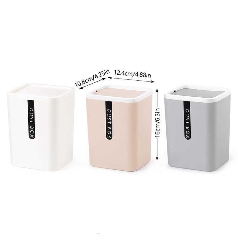 Trash Can Mini Wastebasket Plastic Swing Lid Bin Home Rubbish Waste Dustbin Kitchen Paper Wastebasket Shake Cover Storage Bucket C251120