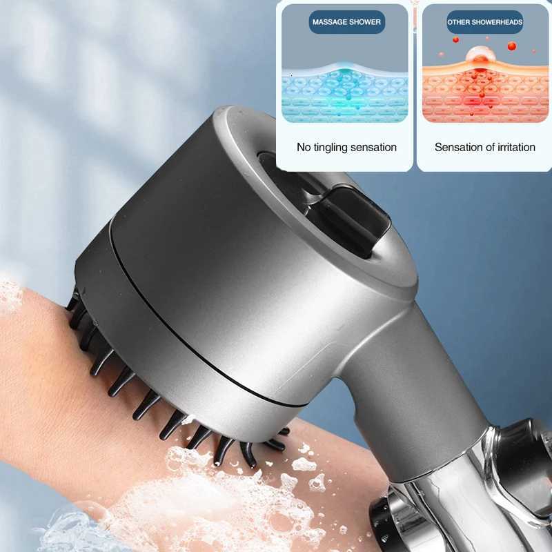 High-pressure Shower Head 3-mode Adjustable Spray with Massage Brush Filter One Key Stop Water Rain Shower Bathroom AccessoriesM251120