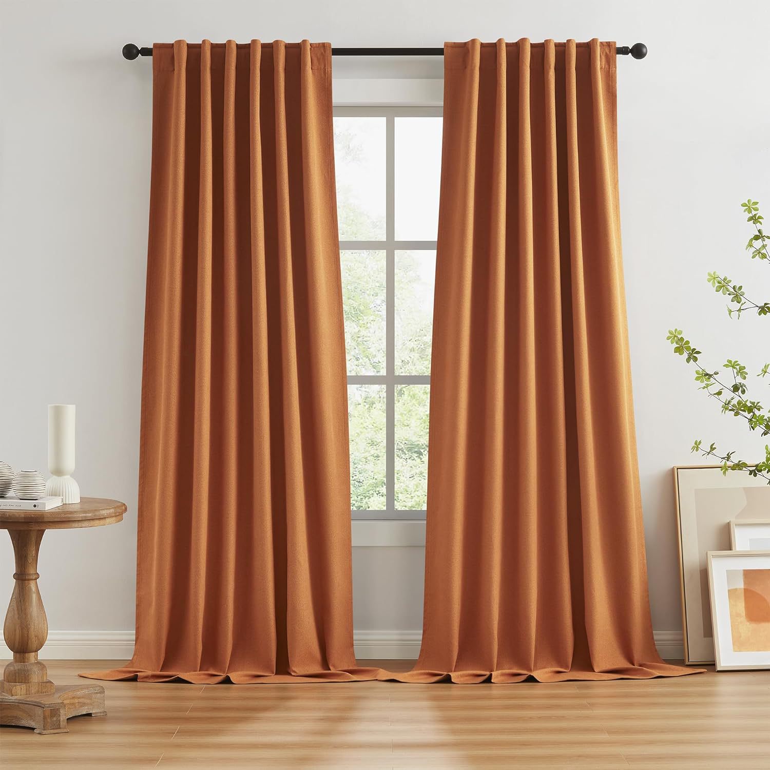 DH043 100% full blackout double-sided colored linen engineering cross-border linen cotton linen back climbing curtain finished product
