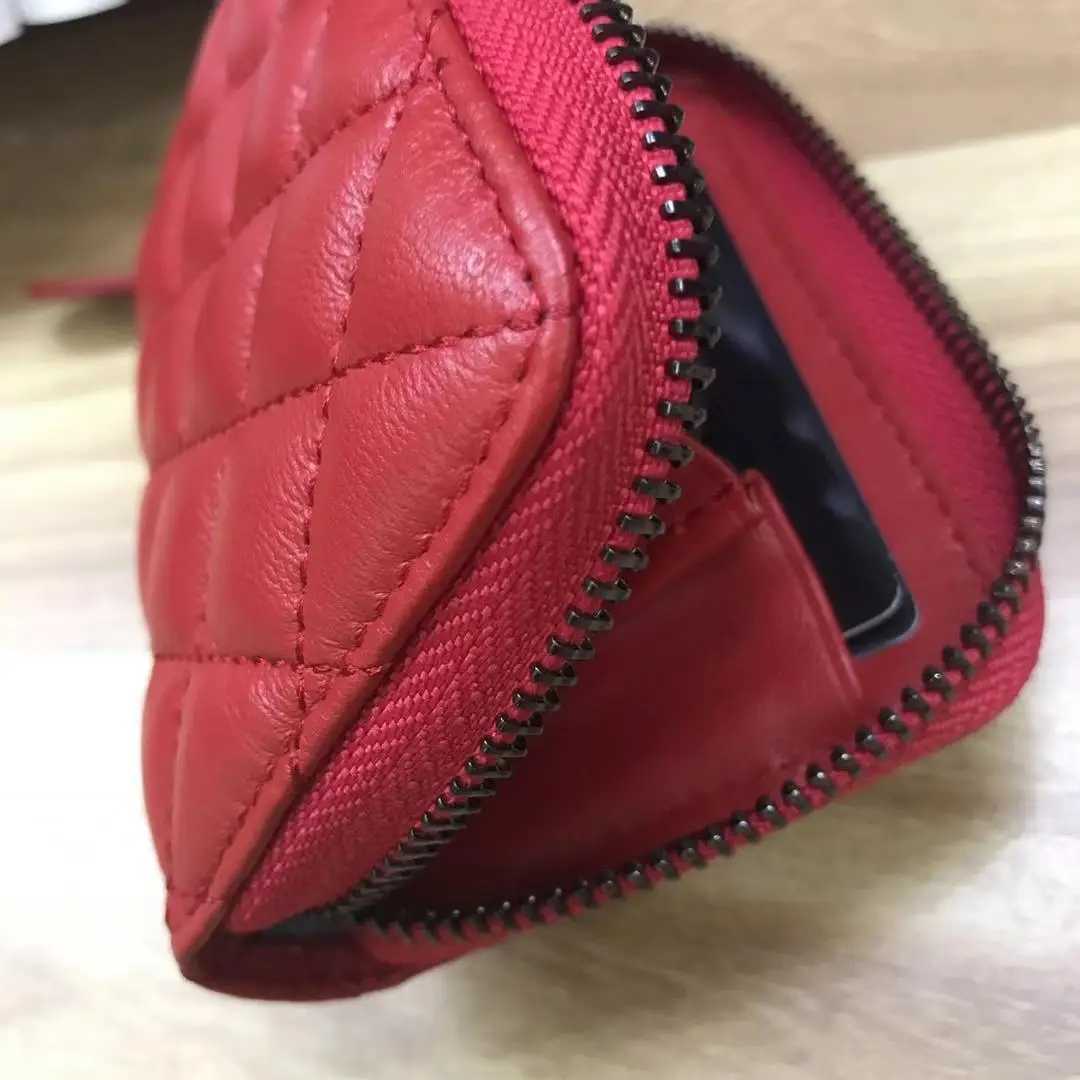 Lady Genuine Lambskin Short Zippy Wallet Designer Style Quilted Leather Coin Purse 5 ColorsW251120
