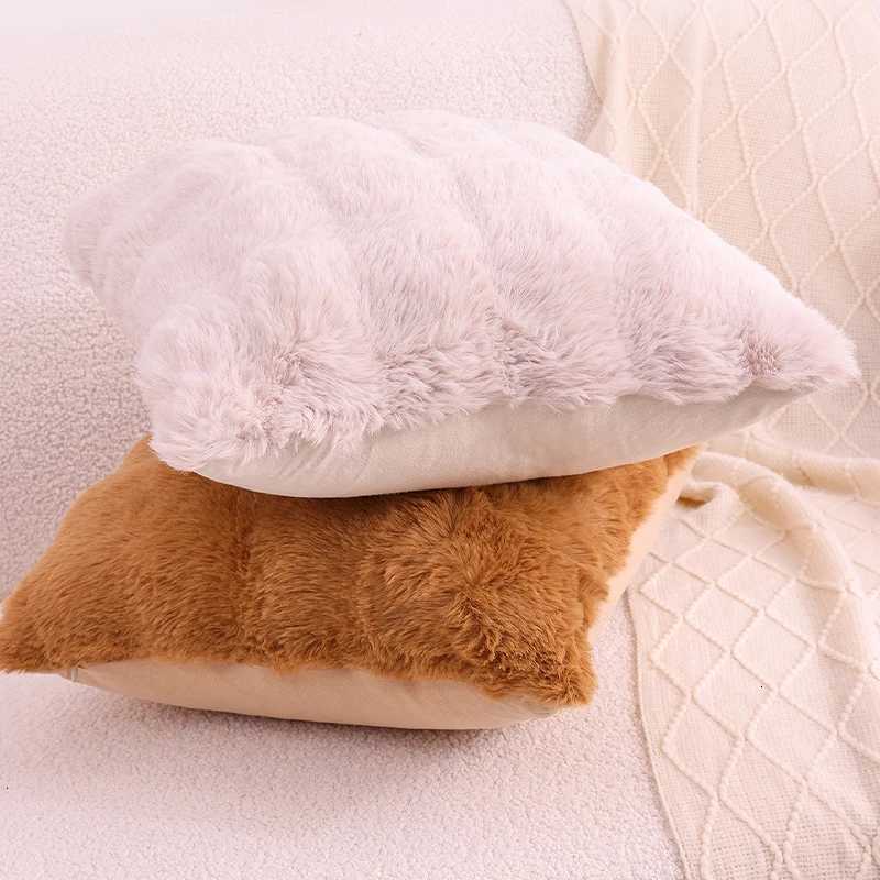 Pillow Case Kitinjoy Faux Fur Cushion Covers Decorative Soft Plush Fluffy Velvet Cushion Cover Square Faux Rabbit Fur Case for Sofa C251120