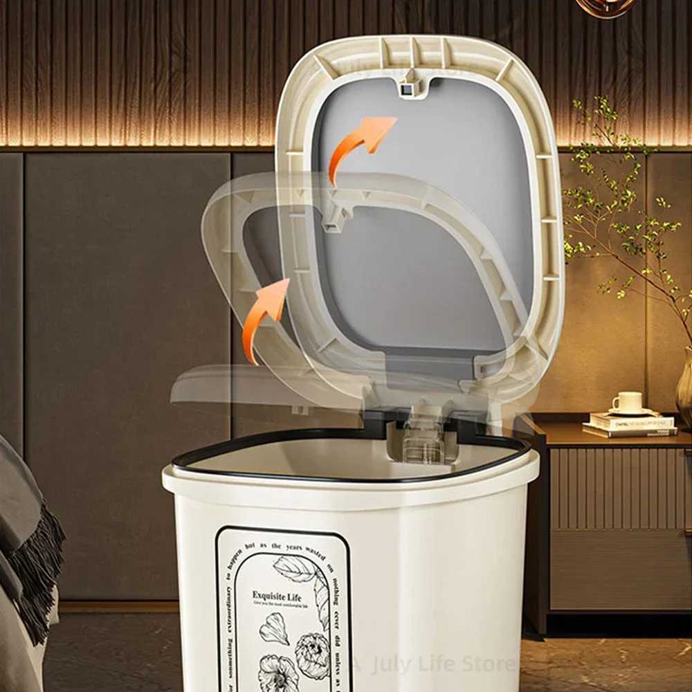 Trash Can Bathroom 15L New Pedal Waterproof Wastebasket with Lid Recycle Bin Storage Bucket Food Waste Kitchen Accessories C251120