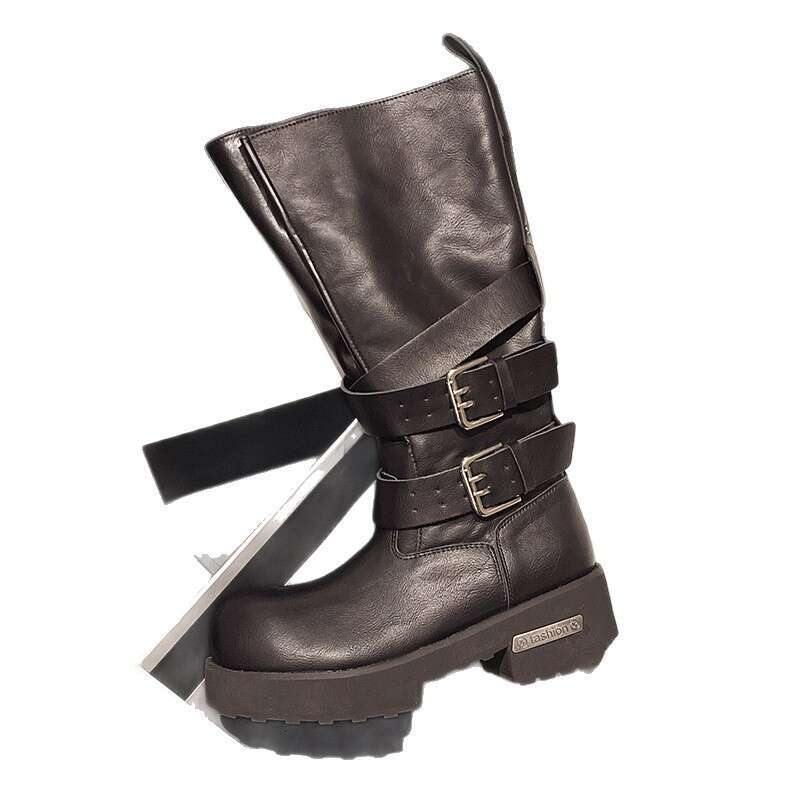 2025 Spring New Women's Martin High Heel Round Toe PU Leather Lady Style Breathable Inner Short Boots