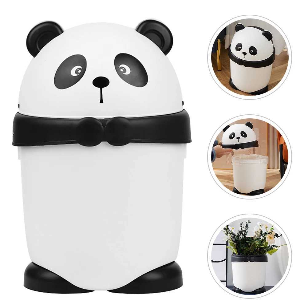 3D Cartoon Panda Flip Lid Trash Can PP Material Kitchen Bedroom Office Garbage Bin With Lid Reusable Plastic Waste Bin C251120