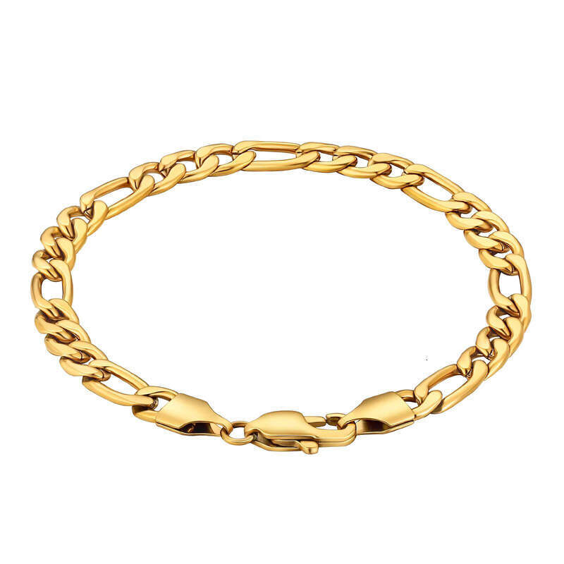 3mm 5mm Gold-Plated Rope Women, 316L sterling silver Chain for Men, Sturdy Cuban Chain, Figaro Bracelet