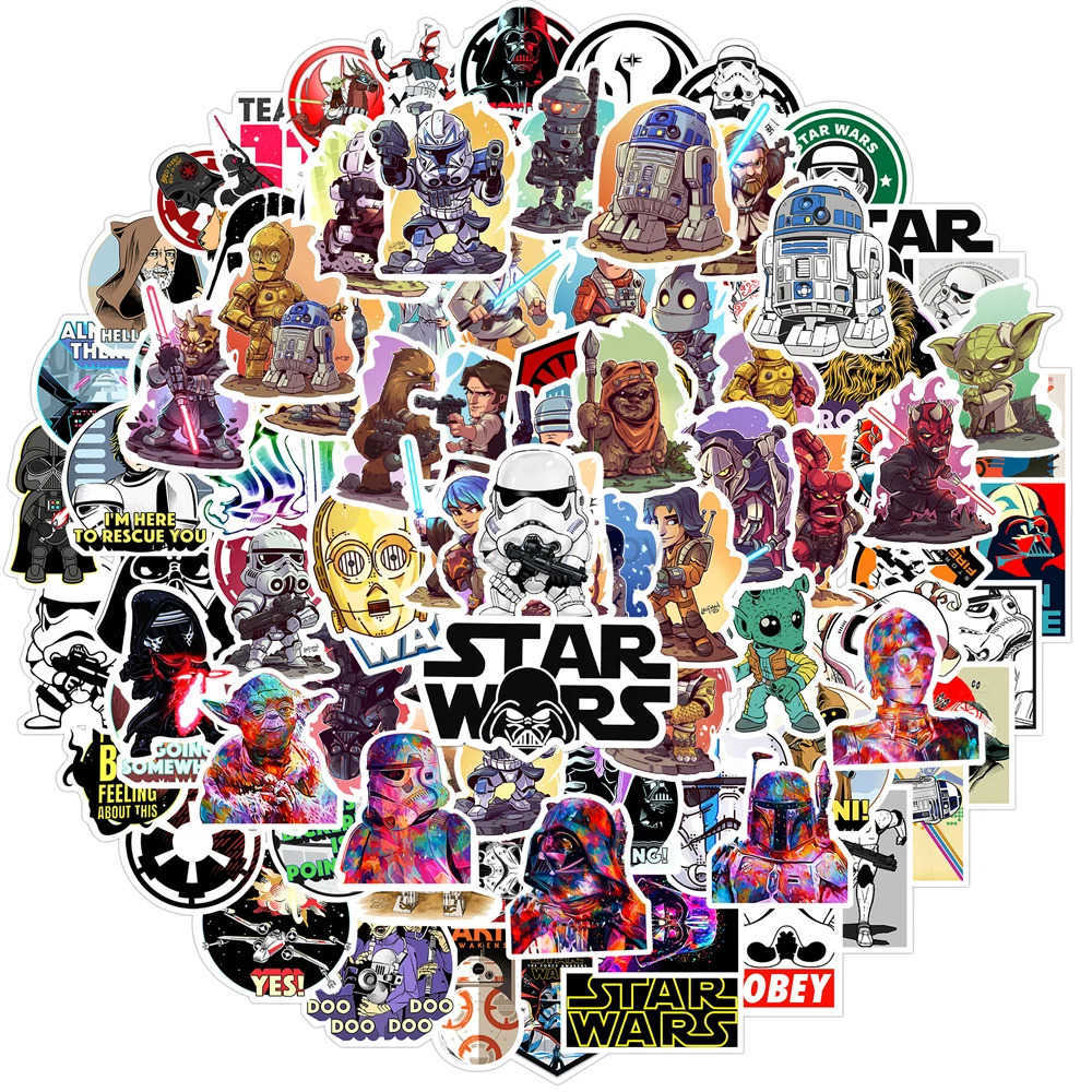 Disney sticker 50/100 Disney Cool Star Wars Cartoon Stickers DIY Diary Laptop Luggage Skateboard Graffiti Stickers Childrens Toys Fun Y2504020