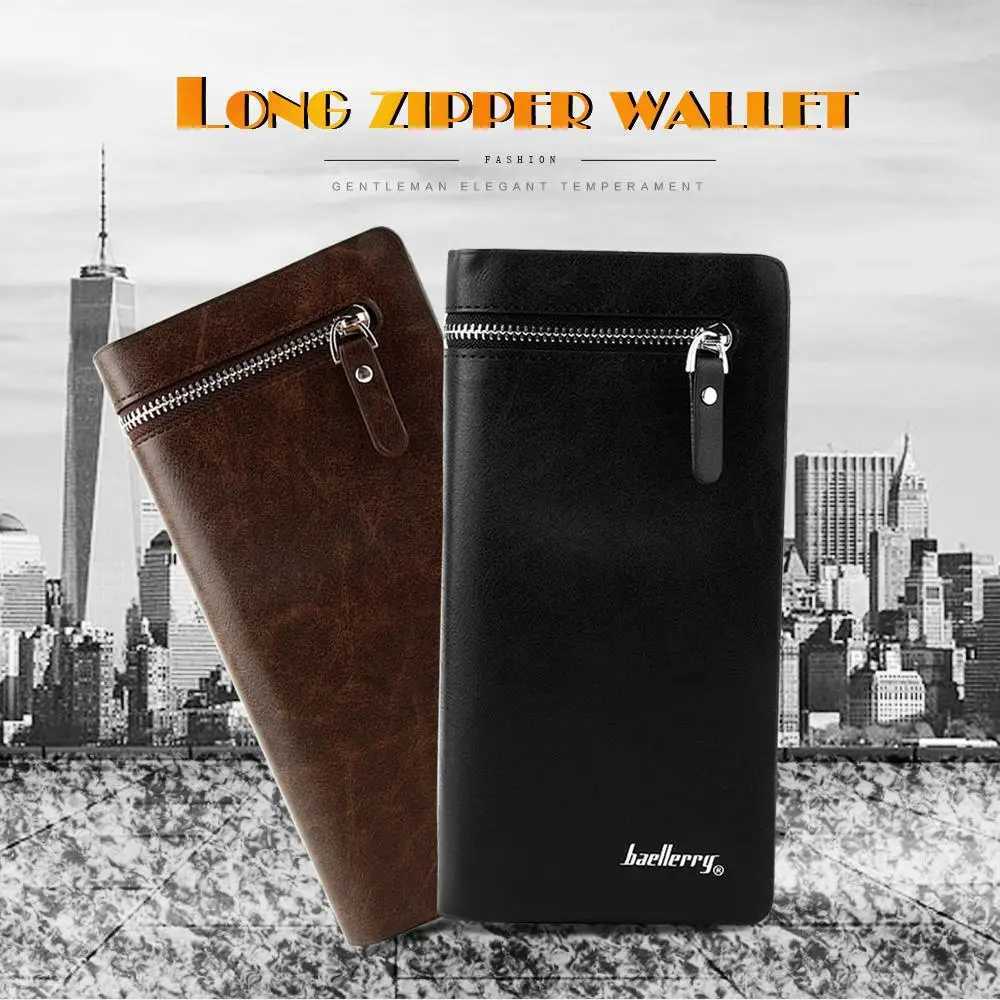 Fashion Leather Wallet Checkbook Card Holder Bag Mens Bifold Business Bag Coin Bag PurseW251120